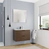 80 cm, meuble de salle de bain assemblé, couleur chêne (CERAMIA-4DW80)