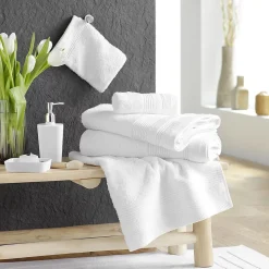 2 gants de toilette 15 x 21 cm eponge unie tendresse Blanc