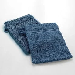 2 gants de toilette 15 x 21 cm eponge unie tendresse Saphir