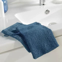 2 gants de toilette 15 x 21 cm eponge unie tendresse Saphir
