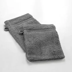 2 gants de toilette 15 x 21 cm eponge unie tendresse Anthracite