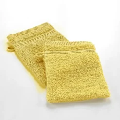 2 gants de toilette 15 x 21 cm eponge unie tendresse Mimosa