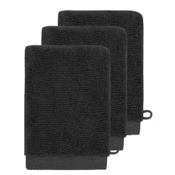 3 gants de toilette Zéro Twist 560 g/m² Noir 16x22 cm SENSOFT