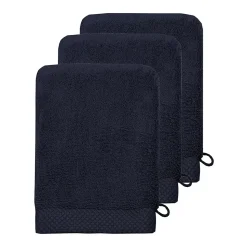 3 gants de toilette Zéro Twist 560 g/m² Bleu Nuit 16x22 cm SENSOFT