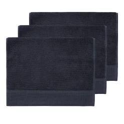 3 grandes serviettes invité Zéro Twist 560 g/m² Bleu Nuit 40x60 cm SENSOFT
