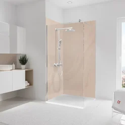 2 panneaux muraux de salle de bains l.100 x H.210 cm, effet pierre arkose, Schulte DecoDesign