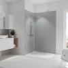 2 panneaux muraux de salle de bains l.90+120 x H.210 cm, gris argenté brillant, Schulte DécoDesign