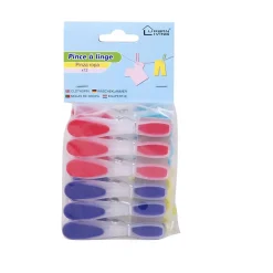 12 Pinces à linge - Plastique - Multicolore