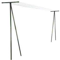 2 poteaux étendage extérieur vert 210 x 58 cm acier laqué anticorrosion, jusqu'à 7 fils