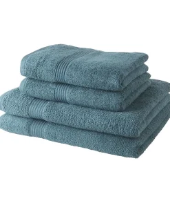 2 Serviettes de bain TODAY 50x90 + 2 Draps de bain 70x130 cm 100% Coton - Paon