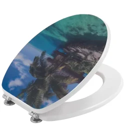 Abattant De Toilette Universel En Mdf Avec Couvercle Décoré D'images Des Caraïbes