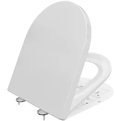 Abattant de WC avec Système d'abaissement Automatique et Bouton-poussoir Mono-touche, en Forme de D, ANYCEE MAX Abattant WC
