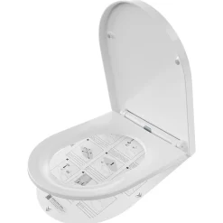Abattant de WC avec Système d'abaissement Automatique et Bouton-poussoir Mono-touche, en Forme de D, ANYCEE MAX Abattant WC