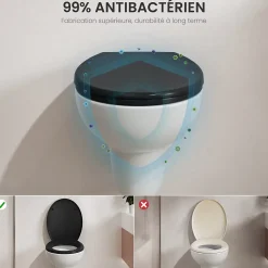 Abattant de WC avec Système d'abaissement Automatique et Bouton-poussoir Mono-touche, en Forme de O, CECIPA MAX Abattant WC