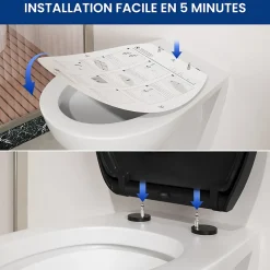 Abattant de WC avec Système d'abaissement Automatique et Bouton-poussoir Mono-touche, en Forme de O, CECIPA MAX Abattant WC