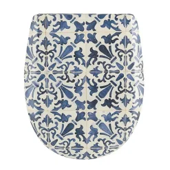 Abattant easy clip avec descente assistée au style azuleros (49.5x38 cm - Bleu azur)