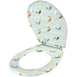Abattant OLFA wood slim double déclipsable "Les Nageuses" (48x36.5 cm - Blanc)