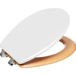 Abattant WC à fermeture silencieuse blanc et aspect bois, 5Five Modern
