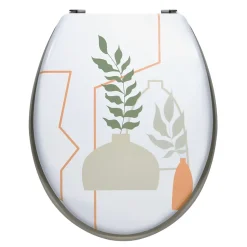 Abattant WC à motif style bohème abstrait, vert et terracotta, MSV Kenzi