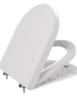 Abattant WC avec Système d'abaissement Automatique en Duroplast, ANYCEE MAX Couvercle de Toilette, en Forme de D
