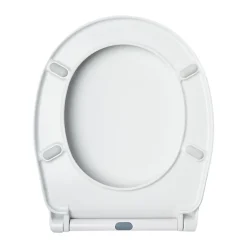 Abattant WC blanc de forme ovale en duroplast antibactérien avec fermeture ralentie, réglable et déclipsable - Melodi