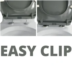 Abattant wc EASY CLIP Thermo Dur Gris Charnières Inox Spirella