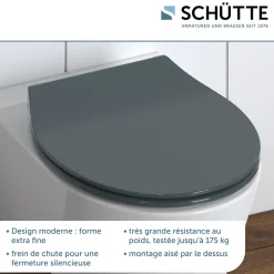 Abattant WC extra fin en duroplast SLIM avec frein de chute Anthracite