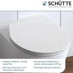 Abattant WC extra fin en duroplast SLIM avec frein de chute Blanc
