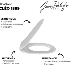 Abattant WC extra-plat JACOB DELAFON Cléo 1889 à descente progressive et déclipsable blanc