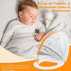 Abattant WC Familial TODOT avec Siège Enfant Magnétique Retirable et Frein de Chute