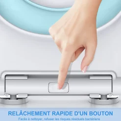 Abattant WC Familial TODOT forme Ovale avec Siège Enfant Bleu Magnétique Retirable et Frein de Chute
