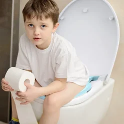 Abattant WC Familial TODOT forme Ovale avec Siège Enfant Bleu Magnétique Retirable et Frein de Chute
