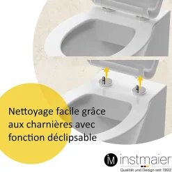 Abattant WC forme en D en duroplast blanc avec frein de chute ALMA