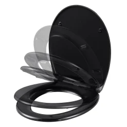 Abattant WC GoodHome Diani coloris noir en duraplast avec frein de chute