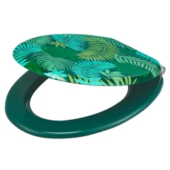 Abattant WC GoodHome Pilica coloris vert en bois avec frein de chute