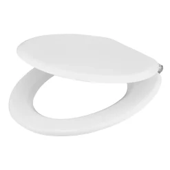 Abattant WC GoodHome Pilica coloris blanc en bois avec frein de chute