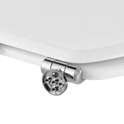 Abattant WC GoodHome Pilica coloris blanc en bois avec frein de chute