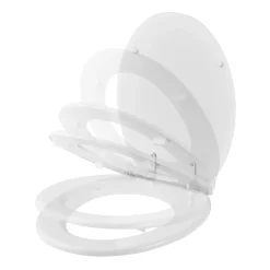 Abattant WC GoodHome Pilica coloris blanc en bois avec frein de chute