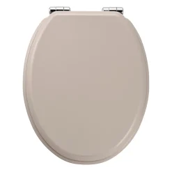 Abattant WC GoodHome Pilica coloris taupe en bois avec frein de chute