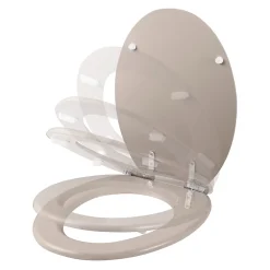 Abattant WC GoodHome Pilica coloris taupe en bois avec frein de chute