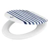 Abattant WC GoodHome Pilica coloris blanc et bleu en bois avec frein de chute