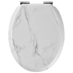 Abattant WC GoodHome Pilica coloris blanc et noir en bois avec frein de chute