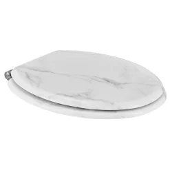 Abattant WC GoodHome Pilica coloris blanc et noir en bois avec frein de chute