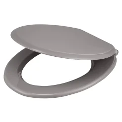 Abattant WC GoodHome Pilica coloris gris en bois avec frein de chute