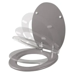 Abattant WC GoodHome Pilica coloris gris en bois avec frein de chute