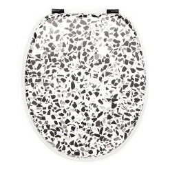 Abattant wc granito mdf blanc/noir charnières métal noir