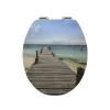 Abattant wc MDF MALDIVES Décor Plage Charnières Zinc Spirella