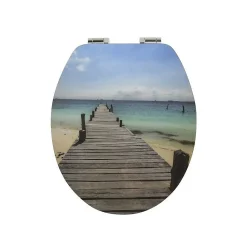 Abattant wc MDF MALDIVES Décor Plage Charnières Zinc Spirella