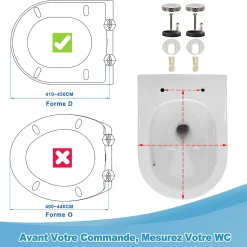 Abattant WC Noir TODOT Déclipsable Forme D avec Frein de Chute