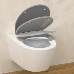 Abattant WC ovale en duroplast gris avec frein de chute ALMA